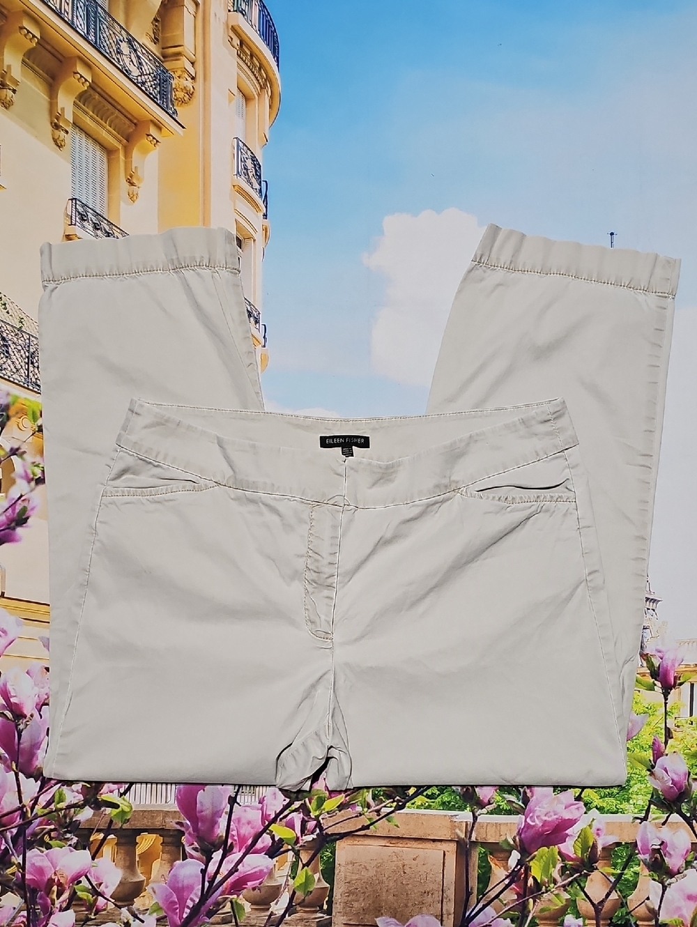Eileen Fisher‎ Cream Cropped Pants Size 12